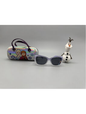 Disney Frozen Purple Silver Sunglasses & Case Holographic & Olaf Elsa Anna